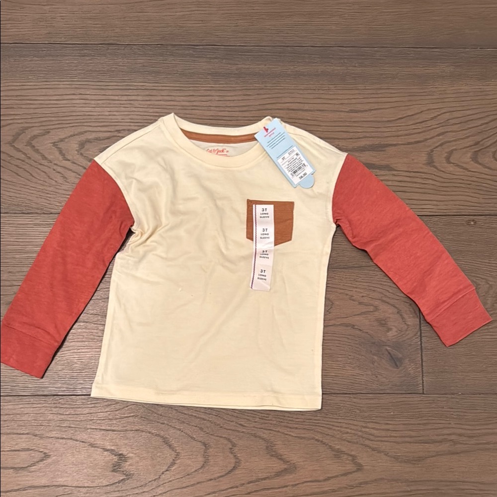 Cream and Red Kids Long Sleeve Shirt